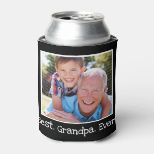 Cool Best Grandpa Ever Photo Personalised Black Can Cooler