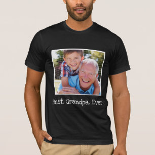 Cool Best Grandpa Ever Photo Personalised Black T-Shirt