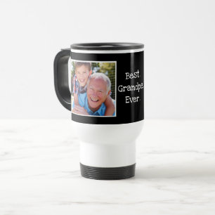 Cool Best Grandpa Ever Photo Personalised Black Travel Mug