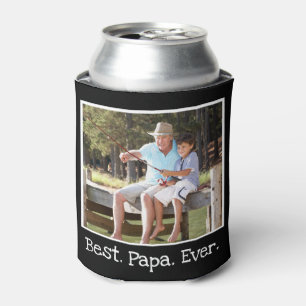 Cool Best Papa Ever Photo Personalised Black    Ca Can Cooler