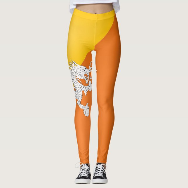 Cool Bhutan Flag Fashion Leggings (Front)