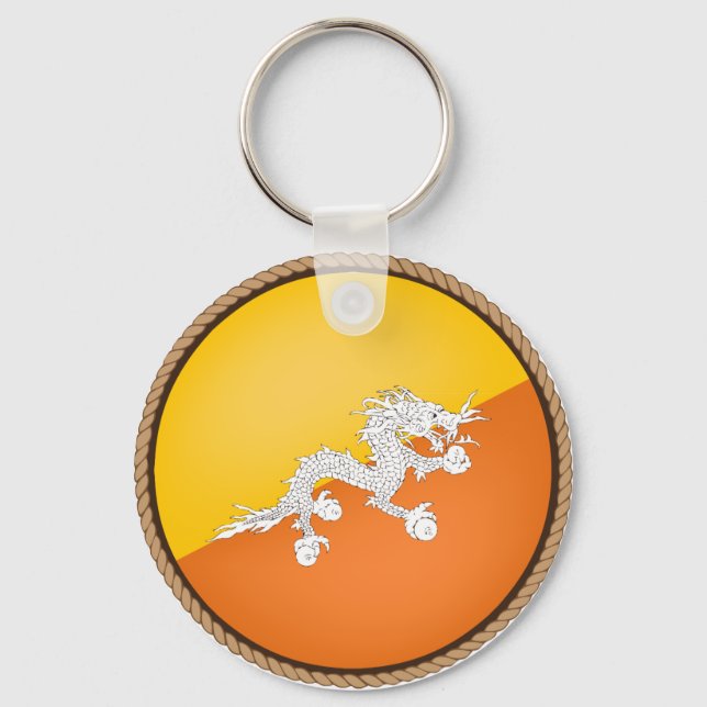 Cool Bhutan Flag Seal Key Ring (Front)