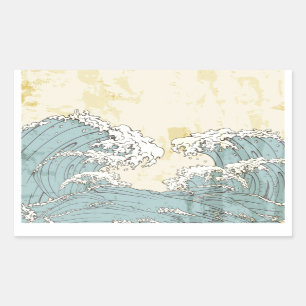 Cool big blue ocean waves image rectangular sticker