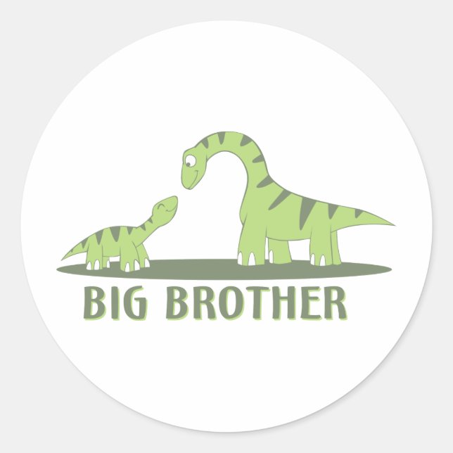 Cool Big Brother Shirt - Dinosaur Theme Classic Round Sticker (Front)