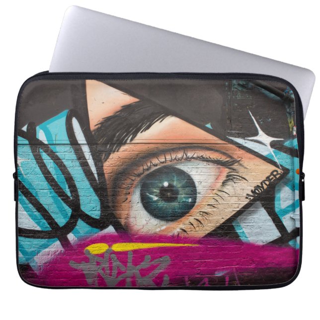 Cool big eye street art Graffiti Unique fun Laptop Sleeve (Front)