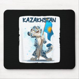 Cool Big Wildcat with Kazakhstan Flag Costume Mouse Mat