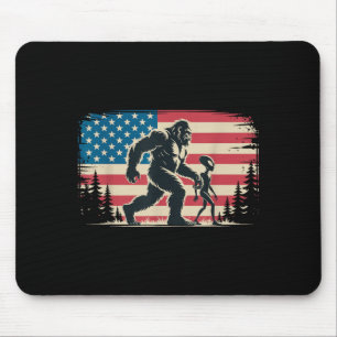 Cool Bigfoot Alien Aamerican Flag Patriotic Usa Mouse Mat