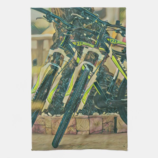 Cool bike artwork tea towel (Vertical)