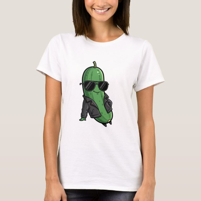 Cool Biker Cucumber T-Shirt (Front)