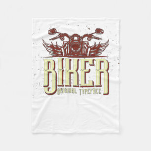 Cool Biker Design - Original Typeface Fleece Blanket