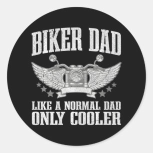 Cool Biker For Dad Men Motorcycling Motorcycle Classic Round Sticker