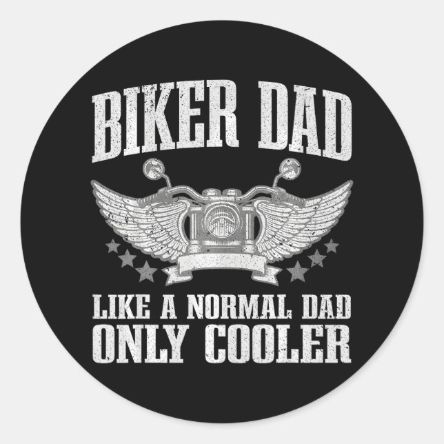 Cool Biker For Dad Men Motorcycling Motorcycle Classic Round Sticker (Front)