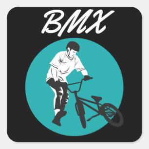 Cool Biker Retro BMX Style Square Sticker