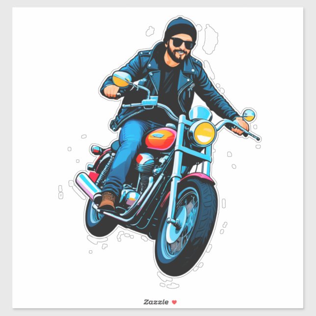 Cool Biker Riding a Motorcycle  (Sheet)