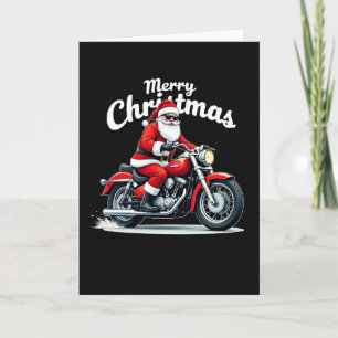 Cool Biker Santa Christmas Card Black Background