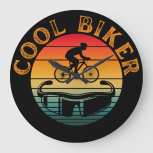 Cool Biker Sunset Sunglasses Large Clock