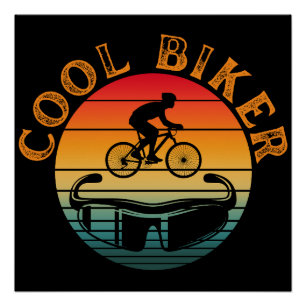 Cool Biker Sunset Sunglasses Poster