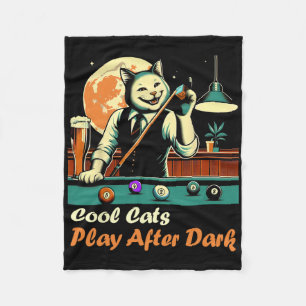 Cool Billiard Playing Kitty Cat  Fleece Blanket