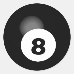 Cool Billiards Pool Game Black Lucky 8 Ball Classic Round Sticker