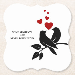 cool birds with hearts paper coaster