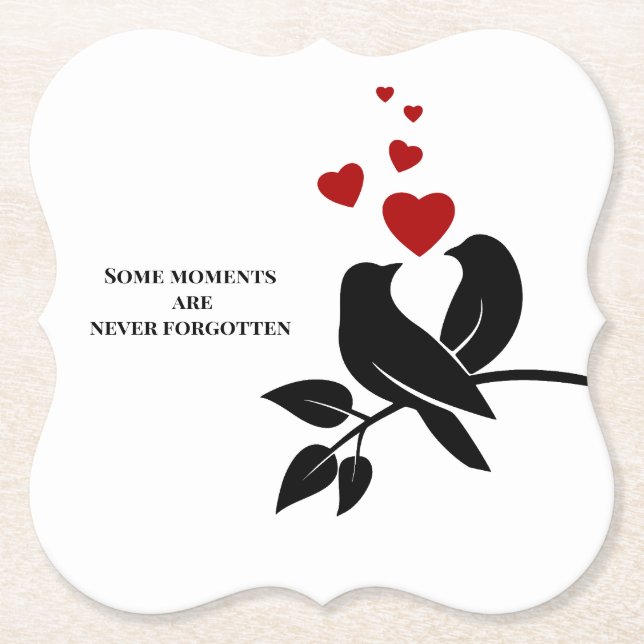 cool birds with hearts paper coaster (Front)