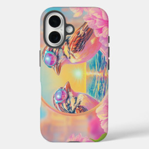 Cool Birds with Sunglasses at Sunset iPhone 16 Case