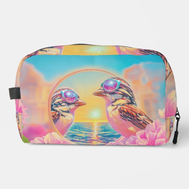 Cool Birds with Sunglasses at Sunset Dopp Kit (Front)