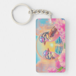 Cool Birds with Sunglasses at Sunset Key Ring