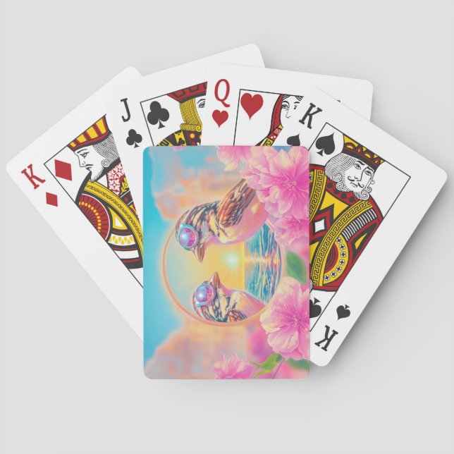 Cool Birds with Sunglasses at Sunset Playing Cards (Back)