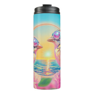 Cool Birds with Sunglasses at Sunset Thermal Tumbler