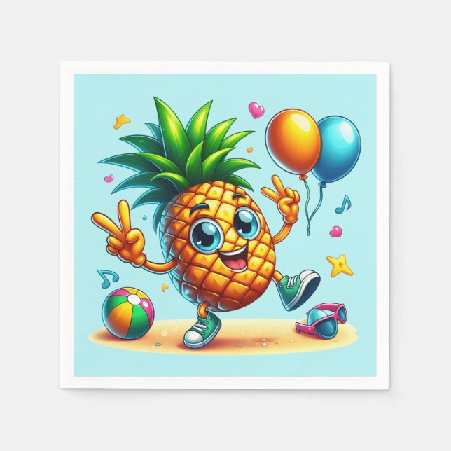 Cool Birthday beach pineapple party  Napkin (Front)