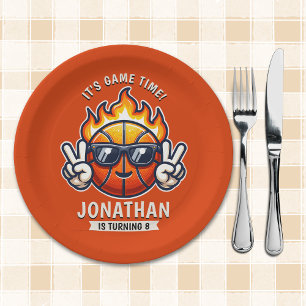 Cool Birthday Boy with Basketball Theme Paper Plate