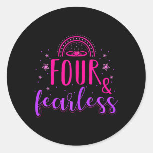 Cool Birthday Quotes Party Kids I 4 And Fearless Classic Round Sticker