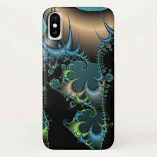Cool Black and Blue Fractal iPhone X Case