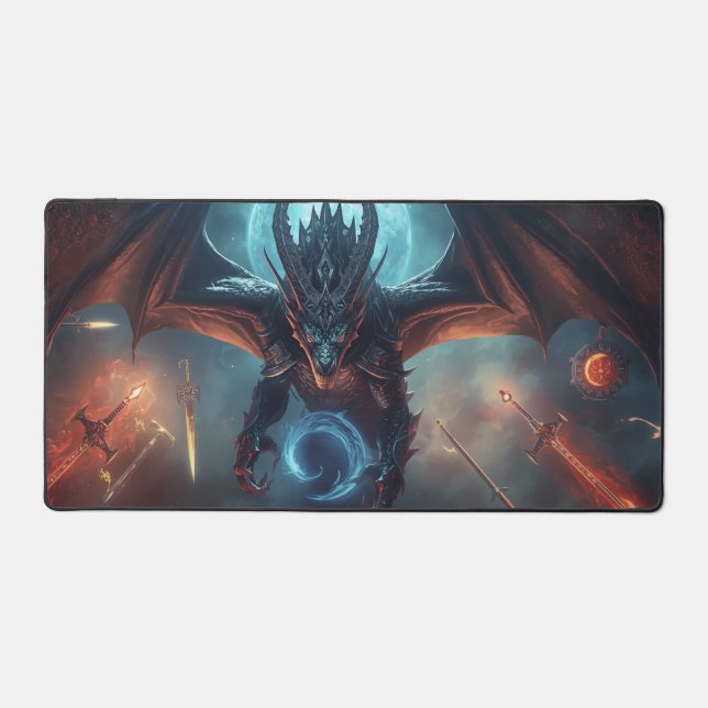 Cool black and blue futuristic gaming background  desk mat (Front)