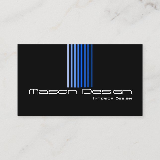 Cool Black and Blue Modern - Business Card (Front)