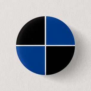 Cool black and blue square pattern 3 cm round badge