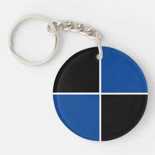 Cool black and blue square pattern key ring