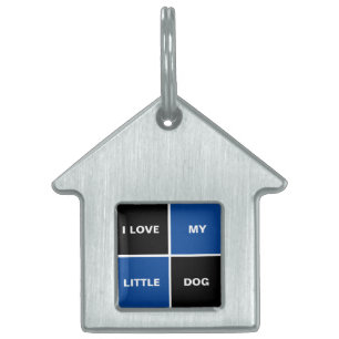 Cool black and blue square pattern pet collar ID tag
