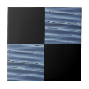 Cool Black and Blue Squares Tile