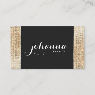 Cool Black and FAUX Gold Sequin Makeup Artist Business Card