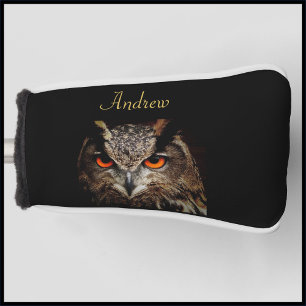 Cool Black and Gold Fierce Owl  Golf Head Cover