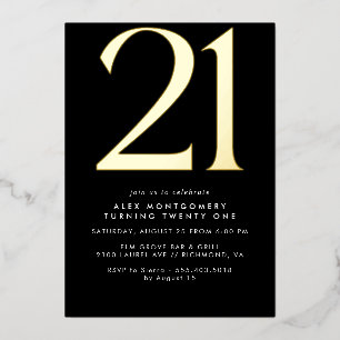 Cool Black and Gold   Mens or Womens 21st Birthday
