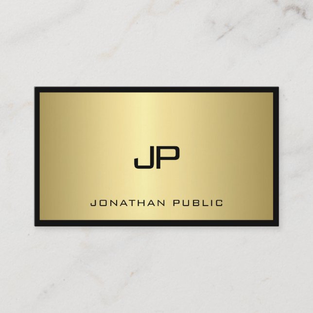 Cool Black And Gold Monogram Glamour Professional Business Card (Front)