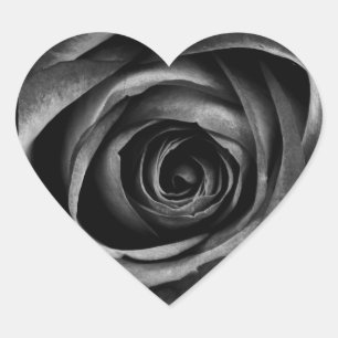 Cool Black and Grey Goth Rose Bloom Dark Flower Heart Sticker