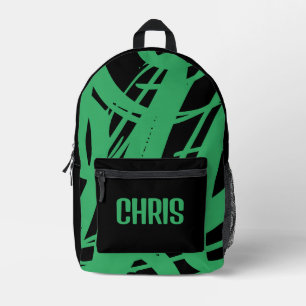 Cool Black And Light Green Boys Girls Kids School Printed Backpack