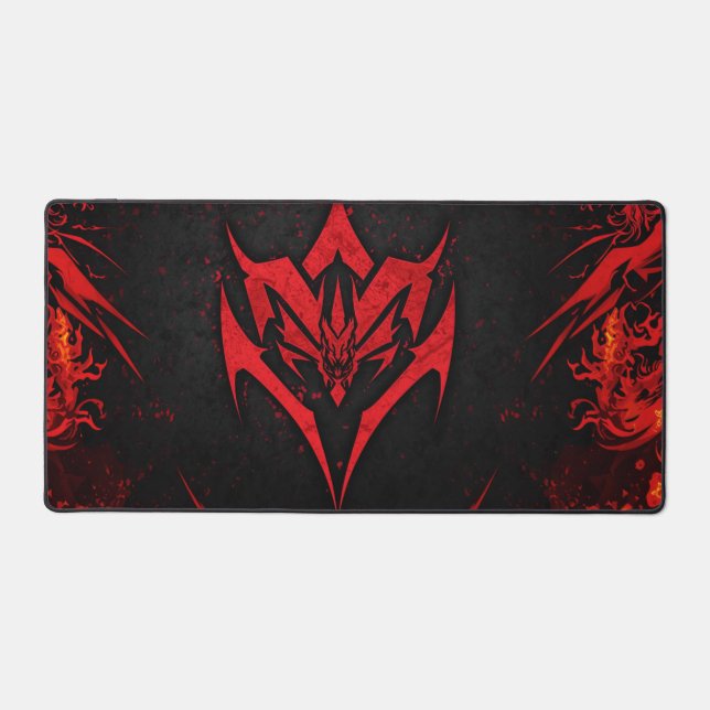 Cool black and orange futuristic gaming background desk mat (Front)