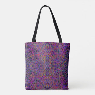 Cool Black and Pink Abstract Branch Pattern Tote Bag