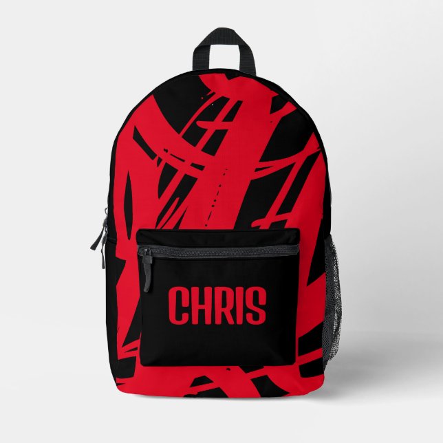 Cool Black And Red For Boys Girls & Kids School Printed Backpack (Front)