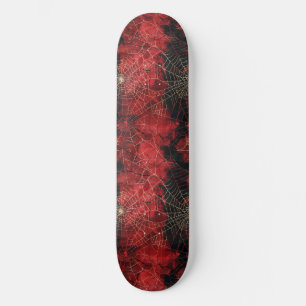 Cool Black and Red Spider Web Design Skateboard